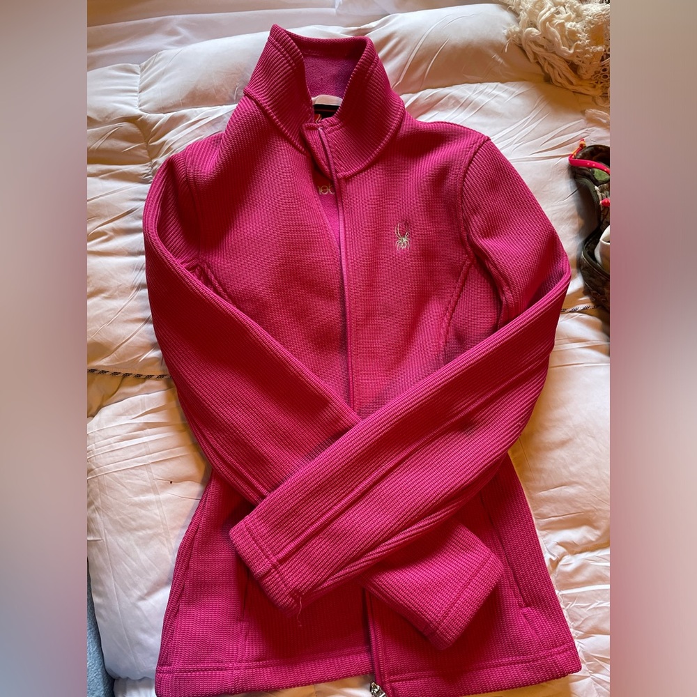 Spider core sweater pink zip up fleece jacket